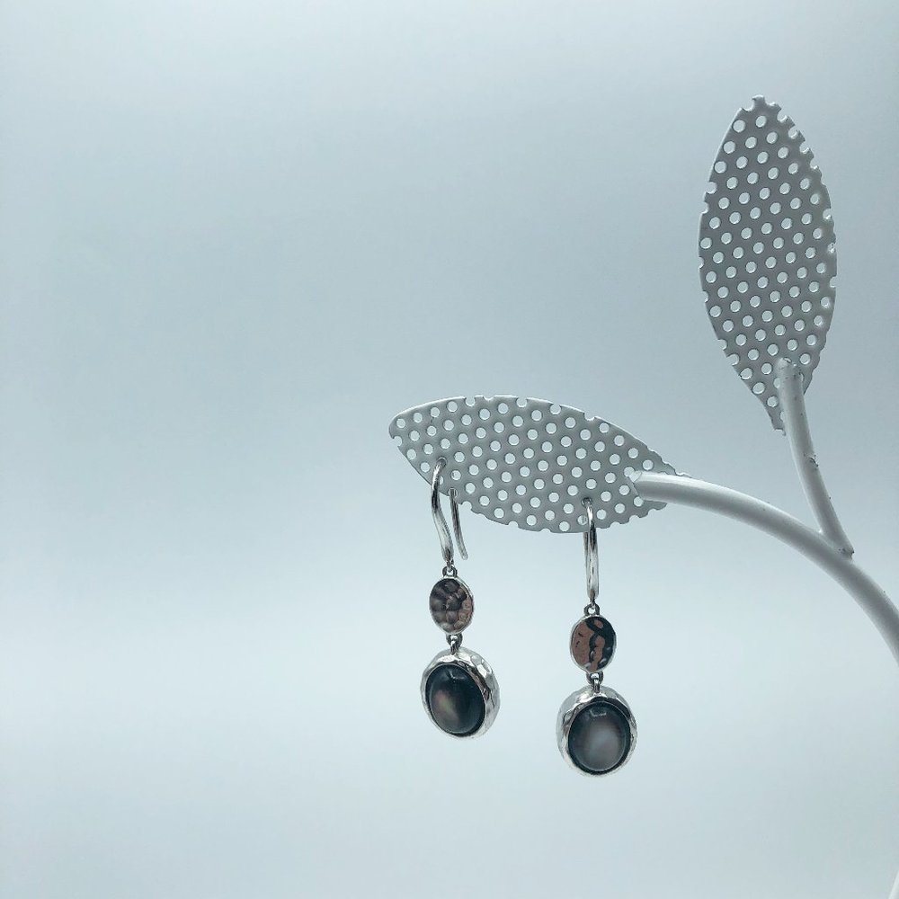 Silpada Dark Moon Grey Mother-of-Pearl Drop Earrings E4127